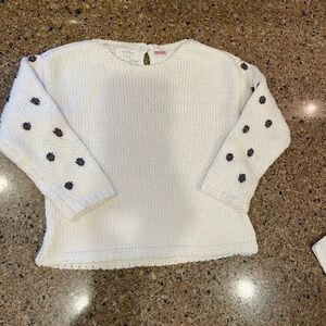 Zara Cream Knit Sweater with Gray Floral Dots